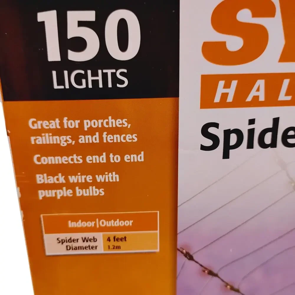 Sylvania Halloween Series 4' Spider Web Indoor Outdoor 150 String Lights NIB
